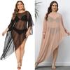 Damen Splicing Mesh Sexy Perspektive Hoodie Strandkleider