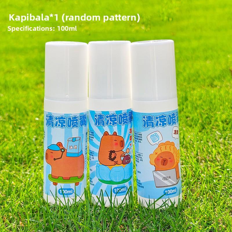 

Summer Cartoon Bottle Portable Student Outdoor Military Training Heatstroke Prevention Portable Clothing Cooling Spray Capybara