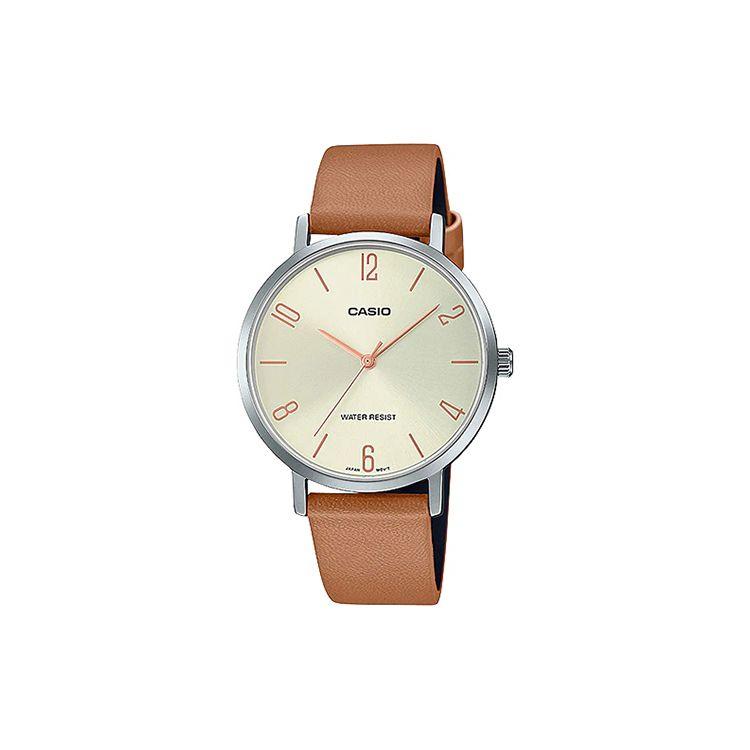 

Casio Standard Series Fashion Business Retro Versatile Classic Large Dial Waterproof Quartz Movement Leather Strap Women Watches Black LTP-VT01L-5B Silver Watch Case