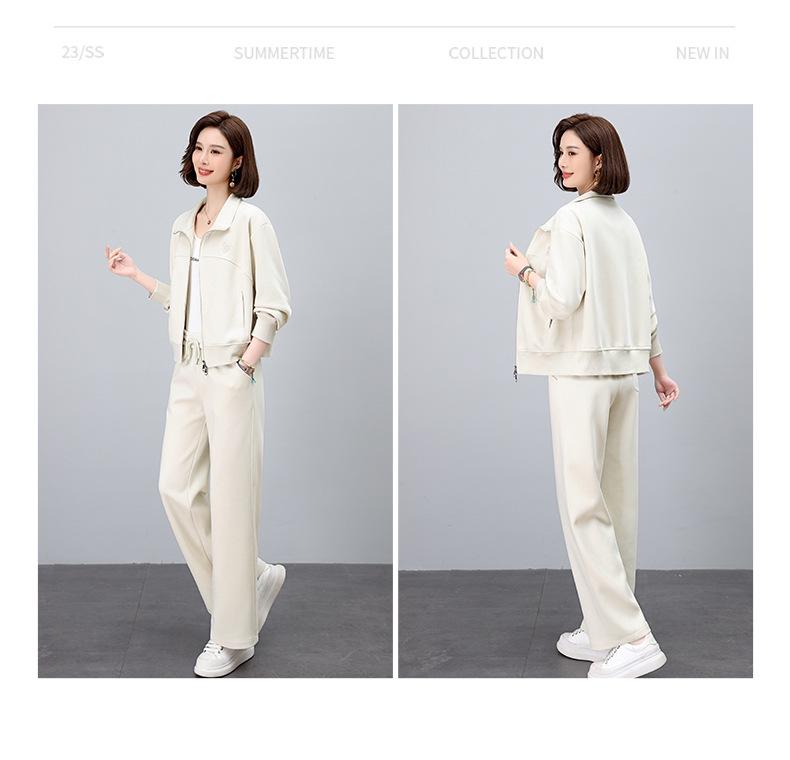 Set Sportiv Șic și Tineresc pentru Femei de Vârstă Mijlocie - Cardigan cu Gât Rotund și Hanorac Două Piese pentru Primăvară și Toamnă