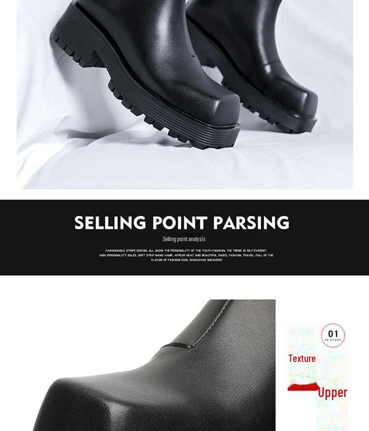 Pánské podzimní kotníkové boty s hranatou špičkou, vysokým svrškem, silnou podrážkou a zadním zipem 8118-R