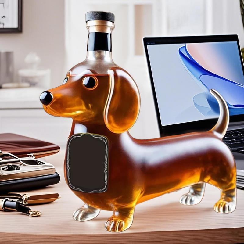 Dackel Hund Whiskeyflasche 3D Geformte Dackelform Whiskeyglas Becher Dackel Karaffe für Bar Home Office Dekoration