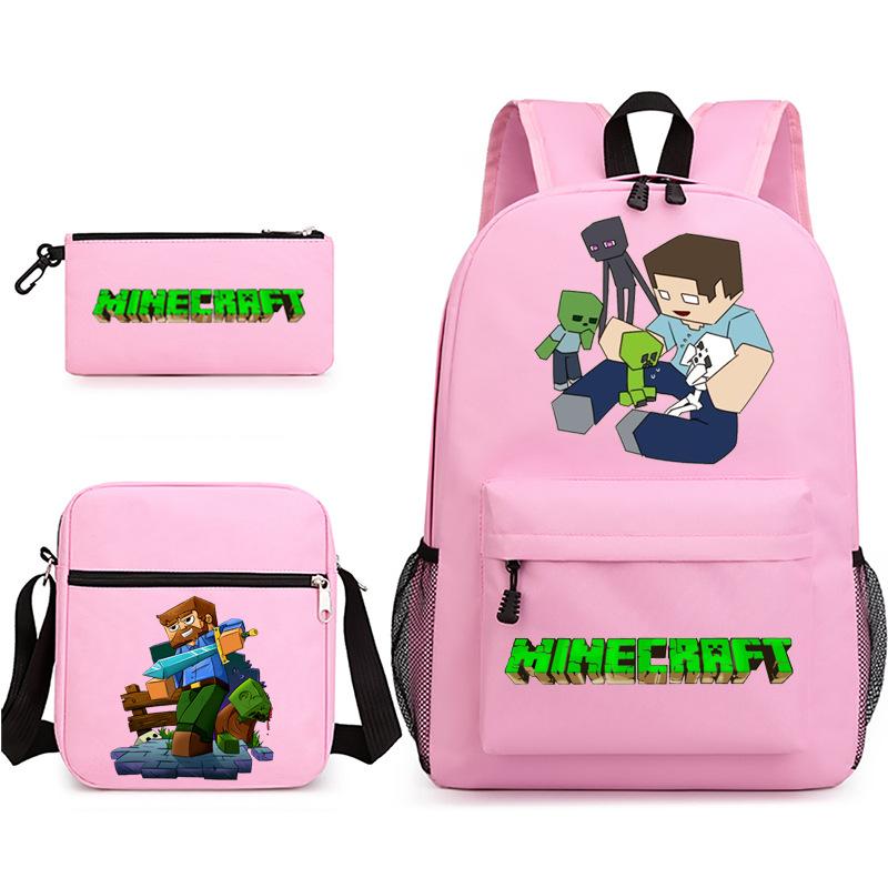 2022 Cross-border Starry Sky School Bag Three-piece Casual Fashion My World Game School Travel Bag