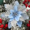 Mehrfarbige Glitzer-Weihnachtsstern-Kunstblumen für Baumdekoration und Festtags-Kränze
