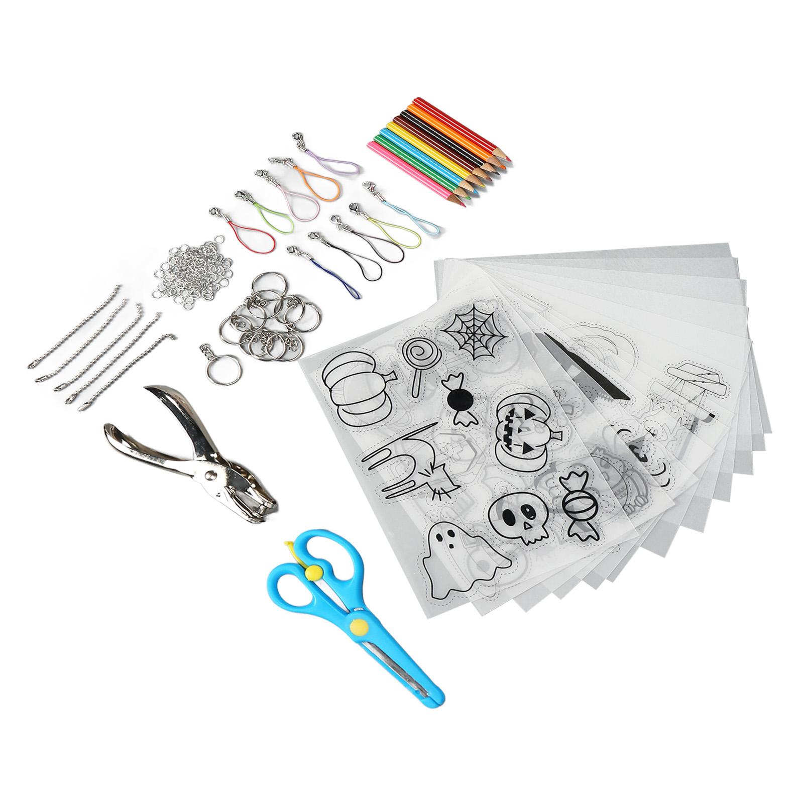 

Комплект термоусадочных пластиковых листов Многоцелевой набор для самостоятельного создания термоусадочных изделий с дыроколом Карандаши Брелки