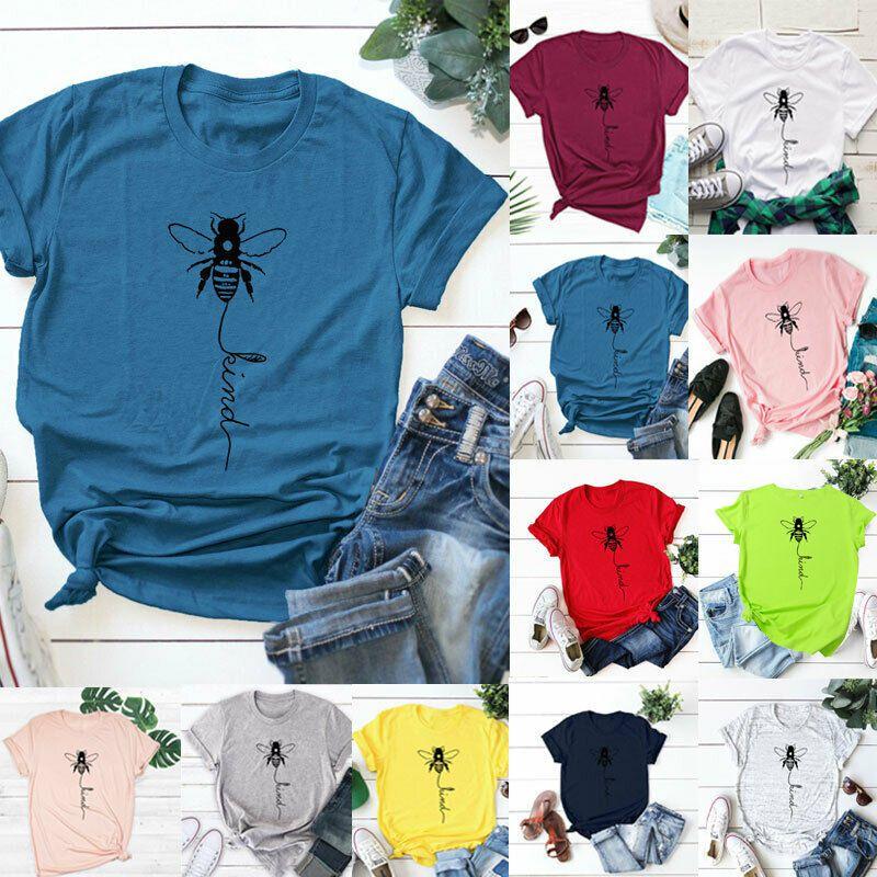 Women's Bee Printed Crew Neck T-shirts Featuring Soft Cotton Fabric For Comfort
