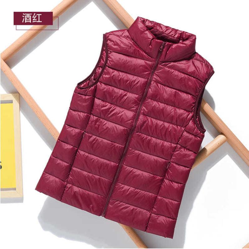 Lightweight Solid Color Women's Down Vest Short Vest Standing Collar Vest Lightweight White Duck Down Coats Jacket