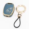 2 Button Gold Edge Tpu Car Key Fob Cover Keyring Smart Keyless Protector For Honda Accord Civic Cr-V Pilot Fit Odyssey Ridgeline