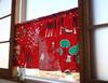 Quarter Report Moomin Small Window Privacy Cafe Curtain Red 140cm Wide X 52cm Long Cotton In (MOOMIN) "I'm Here" 100% [Made Japan]