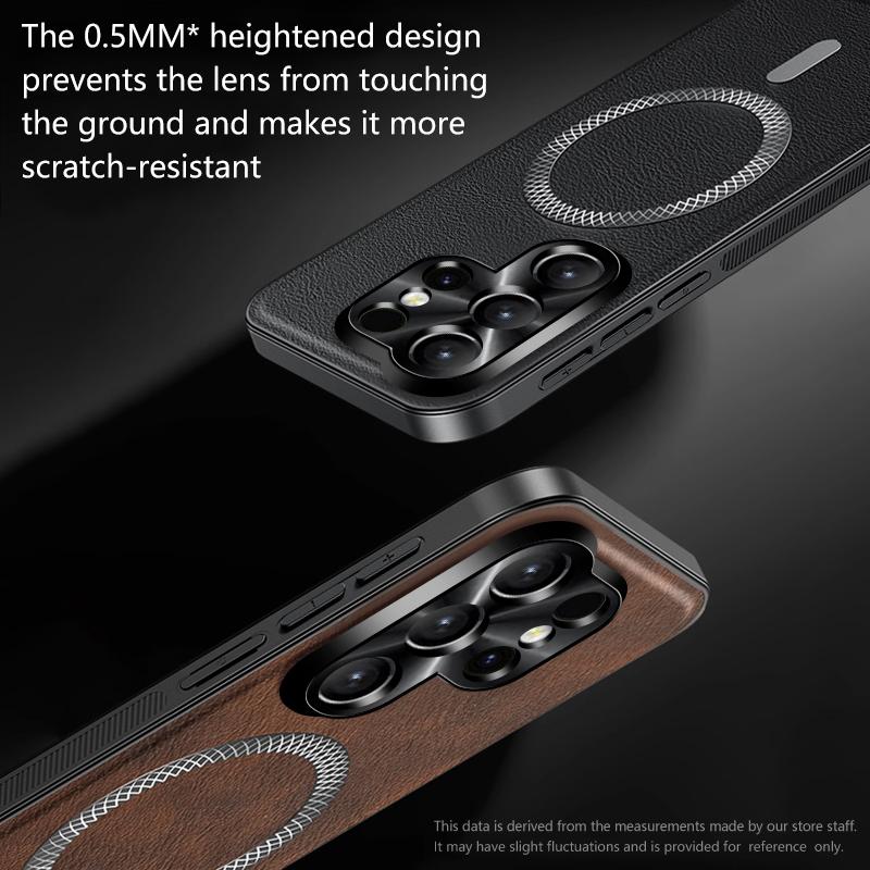 Wireless Charging Magnetic Case For Samsung S26 Ultra S25 Plus S24 FE PU Leather Shockproof Cover For Galaxy S26Ultra Bumper