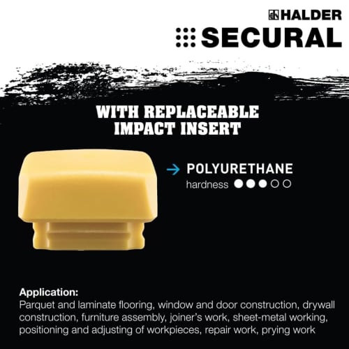 Rohmheld HALDER Shockless Recoilless Securial Hammer, Polyurethane (Yellow), 30x40mm Diameter, 3380.040