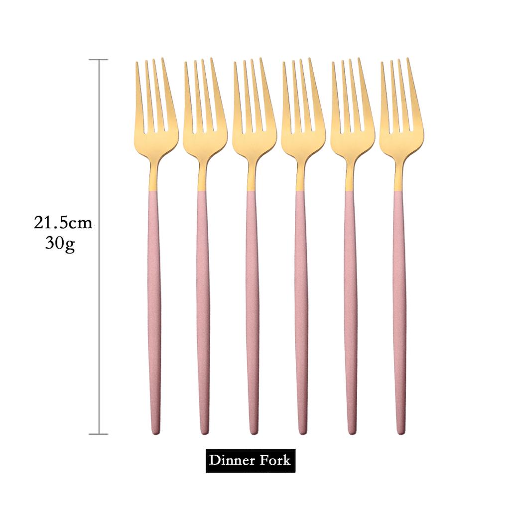 6Pcs Colorful Cutlery Set Stainless Steel Dinner Fork Set Dessert Cake Fork Fruit Salad Fork Tableware Set Kitchen Flatware Set