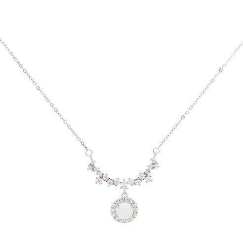 925 Sterling Silver Natural Chalcedony Necklace for Women Light Elegant Geometric Design 925 silver