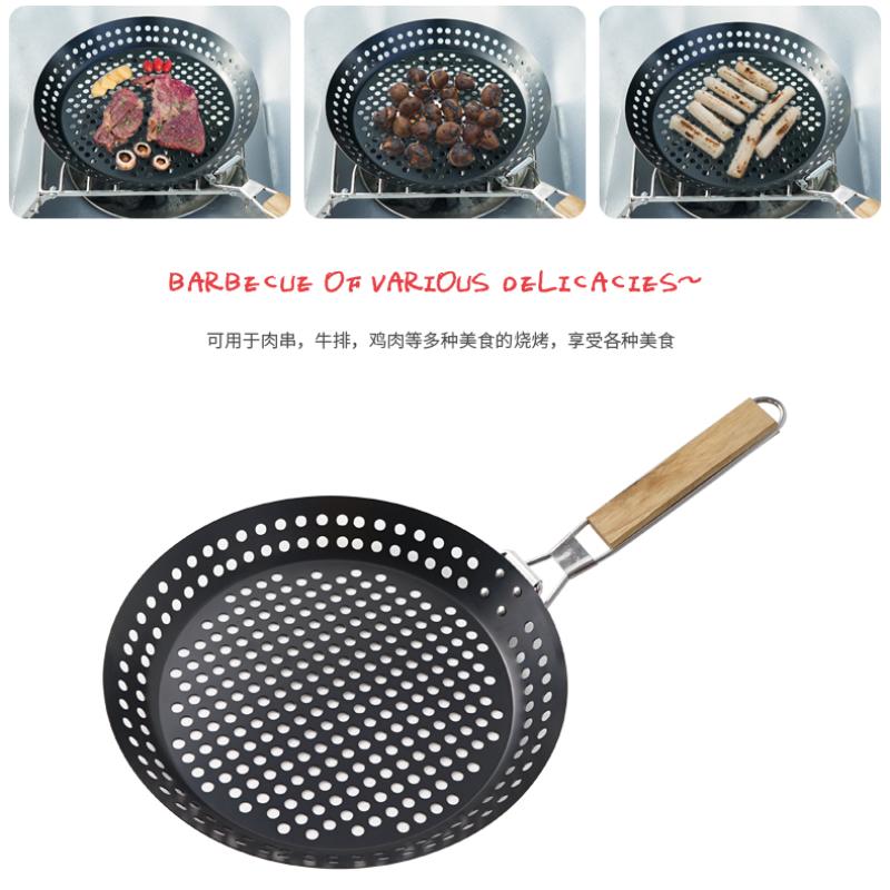 Outdoor Folding Circular Barbecue Plate Camping Multifunctional Grilled Steak Barbecue Plate BBQ Folding Non Stick Frying Pan