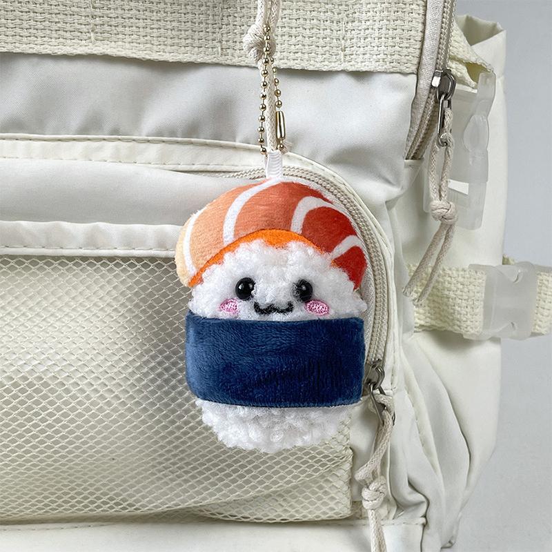 1Pc Japanese Salmon Doll Plush Keychain Soft Diy Decoration Cartoon Cute Sushi Rice And Vegetable Roll Doll Car Keyring