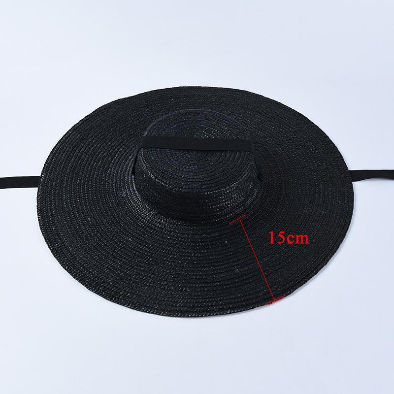 USPOP New French Style Vintage Shallow Crown Straw Hats Women Straw Sun Hats Long Ribbon Natural Wheat Straw Beach Hat
