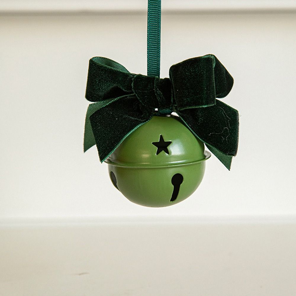 Pleasant Sound Christmas Velvet Bow Bell Iron Pine Cone Bell Pendant  Holiday Wedding Supplies