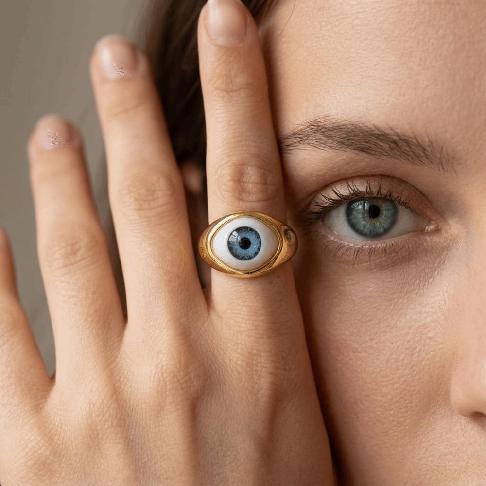 Personalisierter Harz Augen Ring Vintage Punk Augapfel Ring Überlagerung Dämonen Augen Finger Ring Mädchen