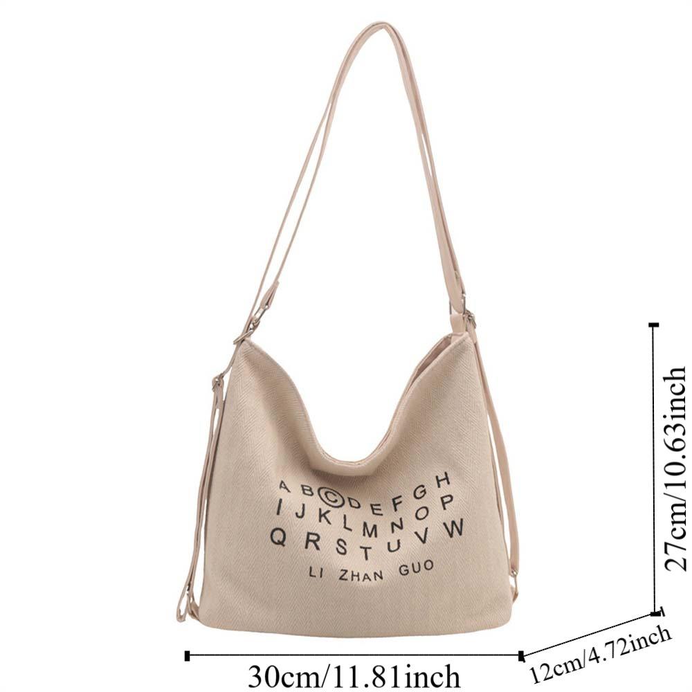 Polyester Three Uses Canvas Bag Soft Retro Street Crossbody Bag Letter Printed Handbags  Travel
