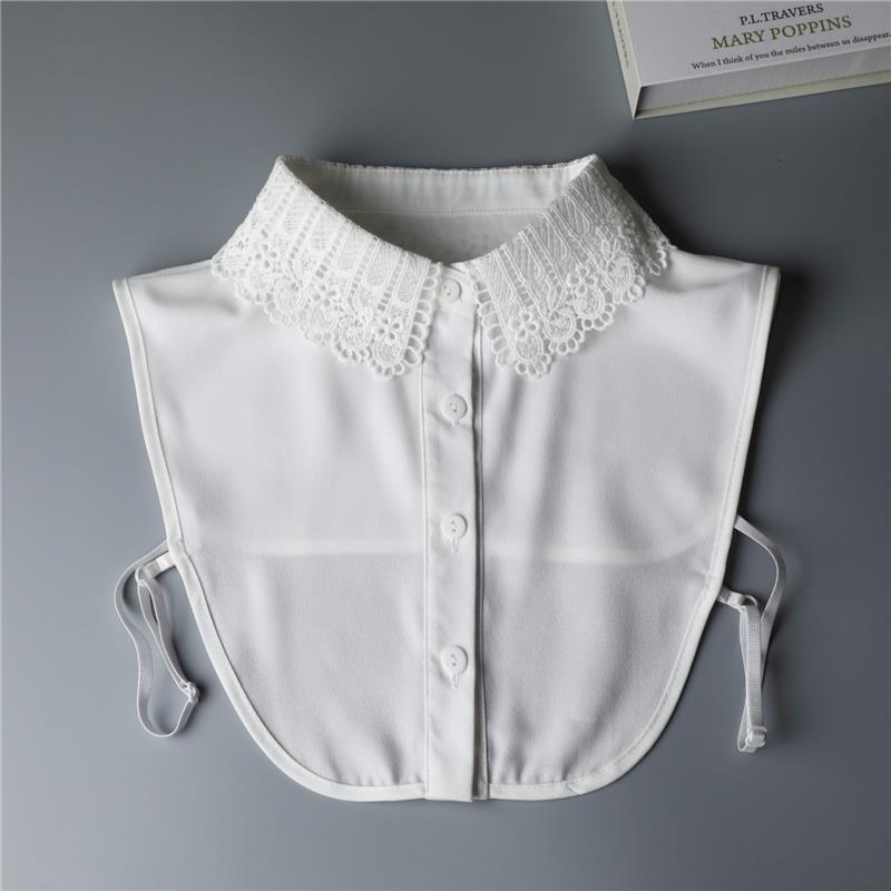 Women Embroidery Lace Detachable Lapel Fake Collar Shirt White Ruffles False Collar Woman Removable False Blouse Nep Kraagie