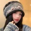 1pc Fair Island Wind Curled Edge Stacked Hat for Women's Autumn and Winter Retro Lazy Style,Warm Ear Protection Baotou Hat