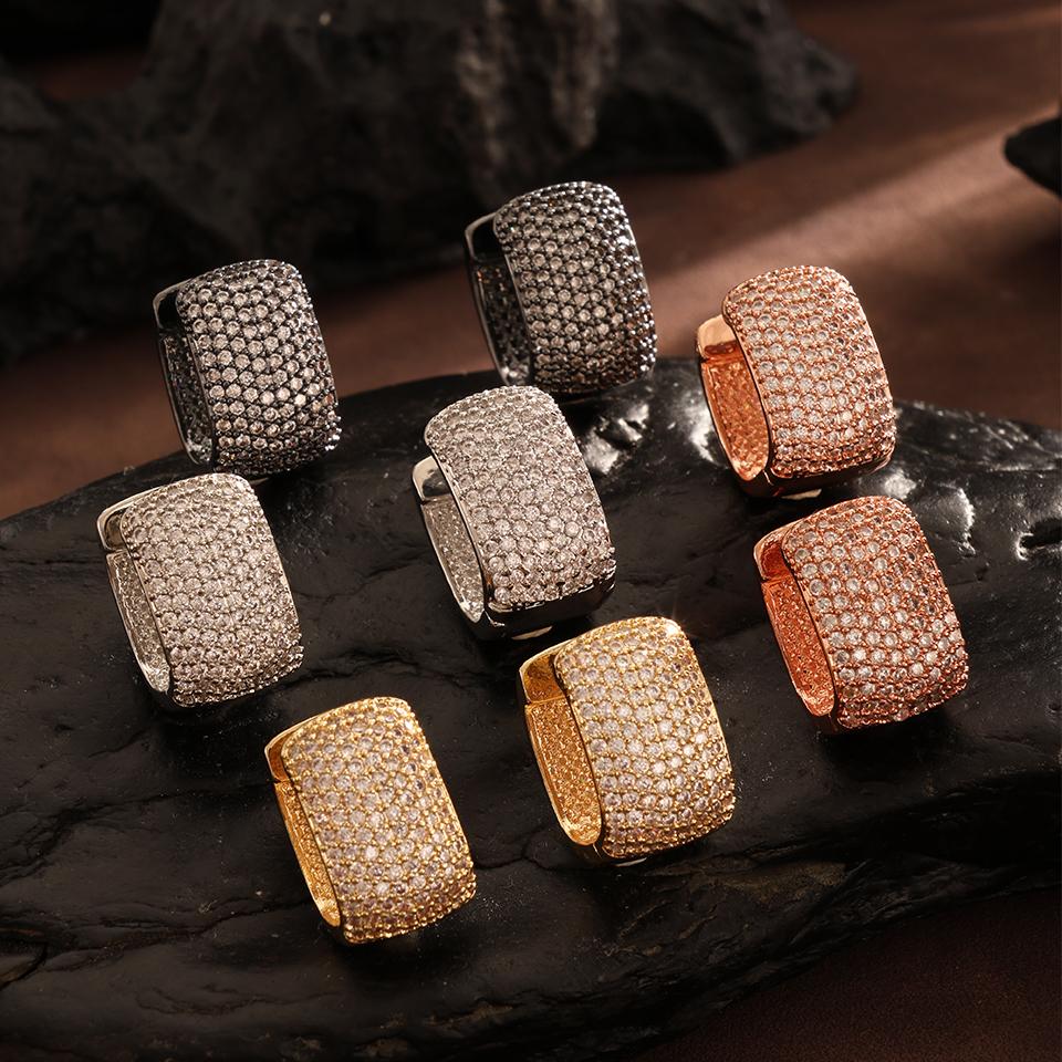 ZAKOL Bling Full Cubic Zirconia Hoop Earrings for Women Temperament Female Ear Accessories Luxury Bridal Wedding Zircon