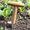 Hand Dibber Stainless Steel Sow Dibbler with Wood Handle Garden Hole Punch Dibbler Tool for Planting Seeds