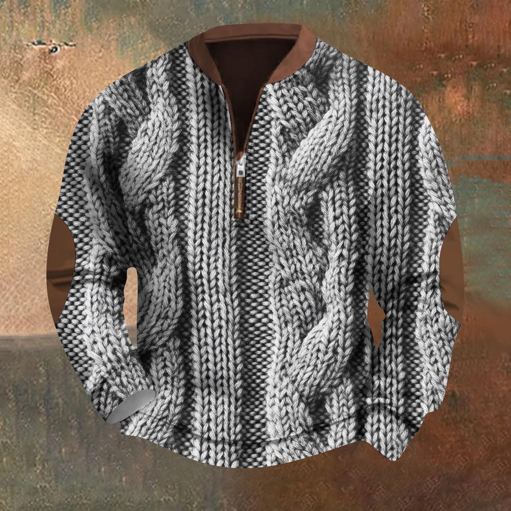 Męska bluza retro casual z nadrukiem gradientowym