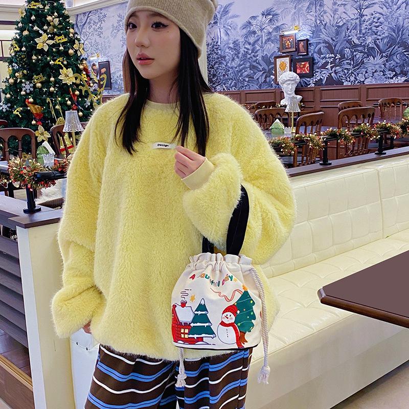 New Spot Christmas Gift Bag Cartoon Santa Snowman Tote Bag Canvas Bag