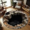 2D Visual Illusion Round Carpet Realistic Hole Abyss Floor Mat Creative Decorative Area Rug for Living Room Bedroom Home Decor