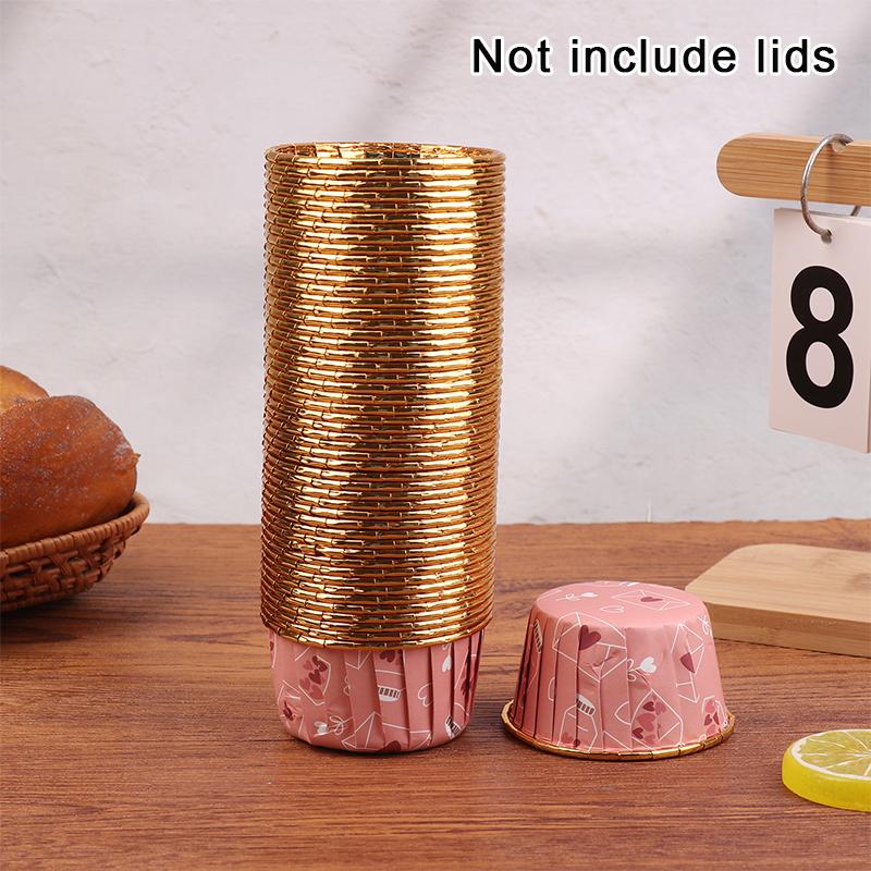 50Pcs/Set Heat Resistant Glossy Cupcake Liners Disposable Cupcake Cups Or Lids Disposable Muffin Cups DIY Baking Supplies