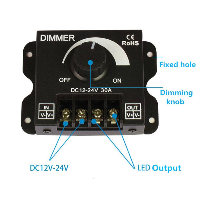 12v 24v Led  Dimmer  Switch 30a 360w Regulator Adjustable Controller Soft Stable Pwm Digital Dimming
