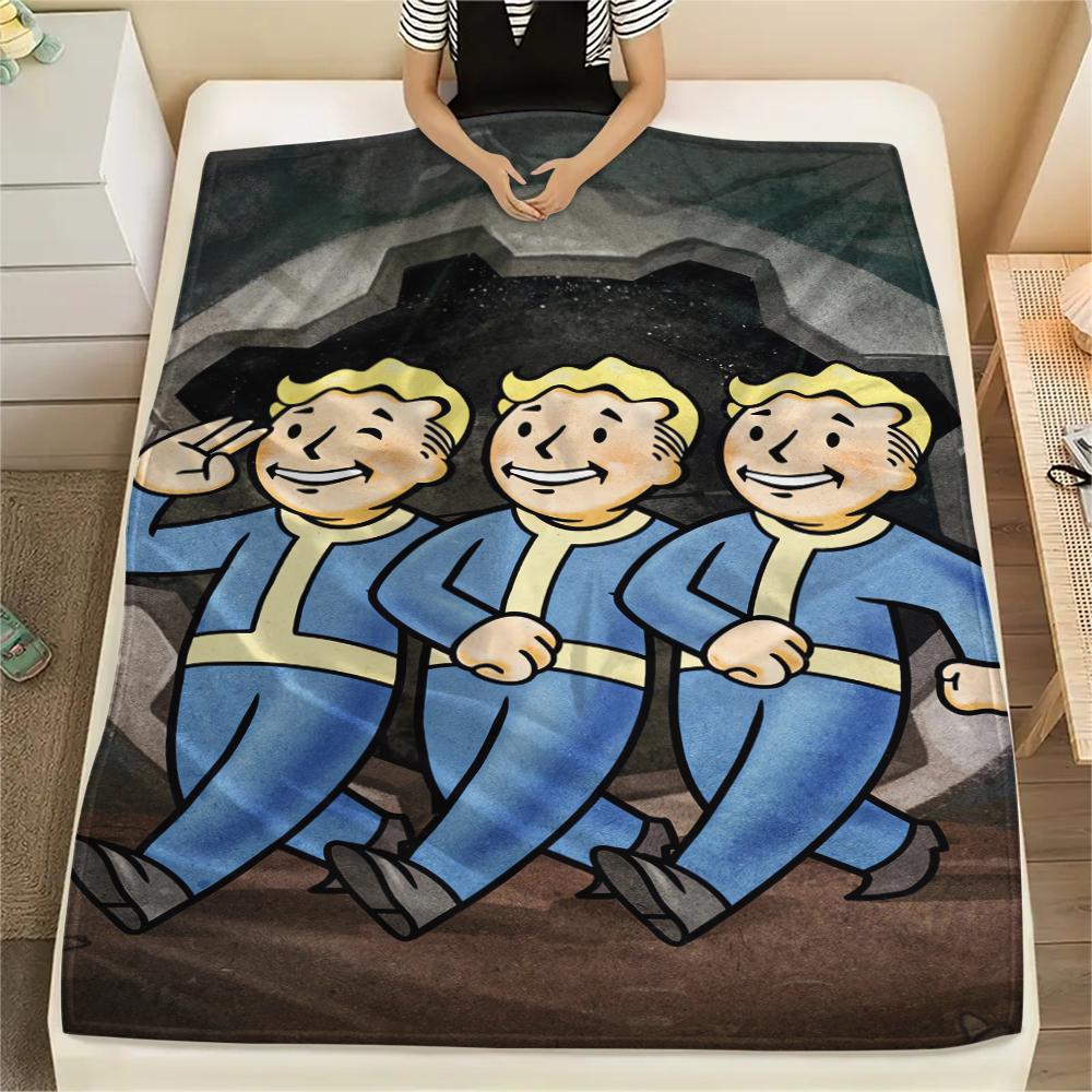 1PC Fallout Print Flannel Blanket, High quality All Seasons, Home Decor, Warmth and Comfort, Perfect for Christmas Gifts