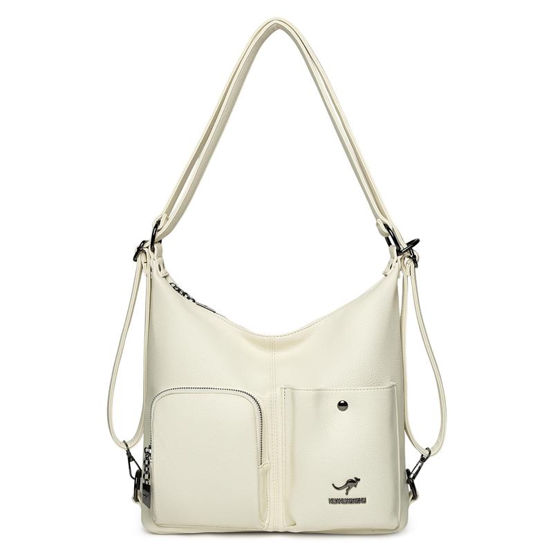 Women's Multi-Compartment Zipper Tote Bag PU Shoulder Bag