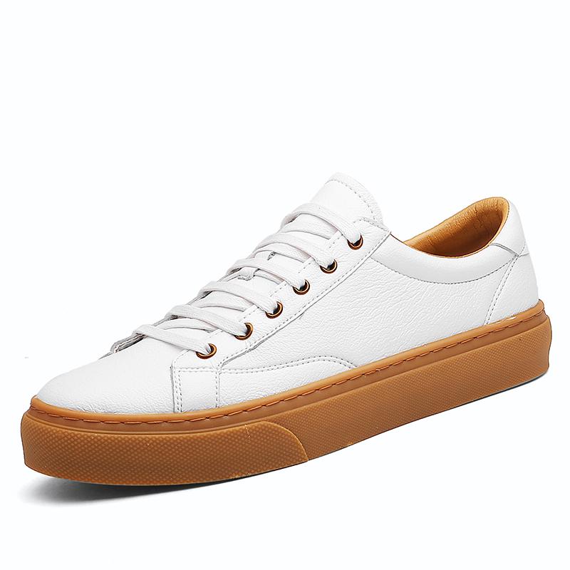 Spring Autumn Newest Leather Men Casual Shoes Black Mens Sneakers Fashion Leisure Walk Office Lace-Up Loafers Men'S Shoes