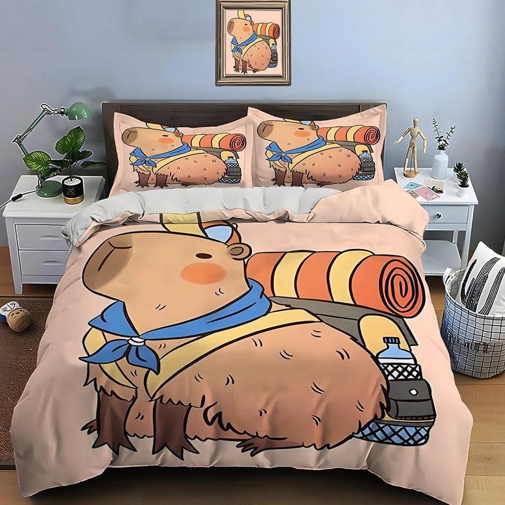 New Cute Cartoon Capybara Print Bedding Set Duvet Cover 1 Duvet Cover Pillowcases Adult And Children Bedding Set Luxury Gifts