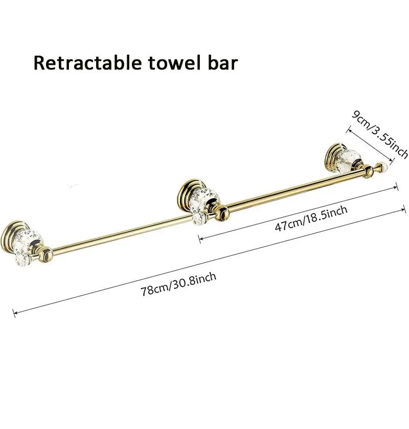 Luxus Kristall Badezimmerzubehör Set Gold Poliertes Badezimmer-Beschläge Set Wandmontiertes Badezimmer-Produkte Korbregal