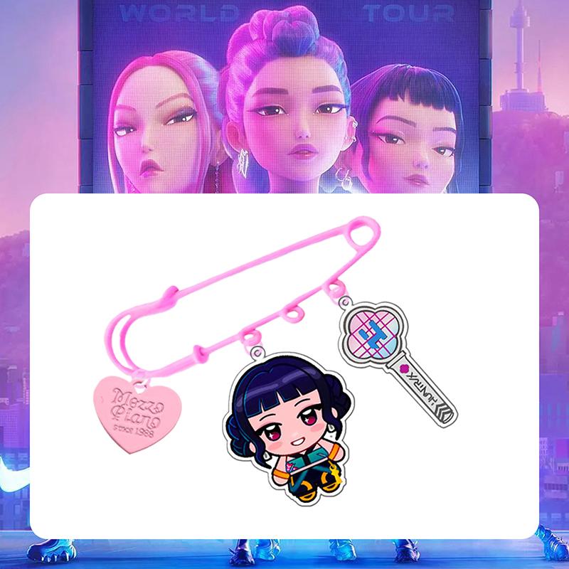 Kpop Demon Hunters Brooch Acrylic Printing Pendant Cartoon Cute Anime Peripheral Pins Bag Hat Clothes Accessories Fans Gift