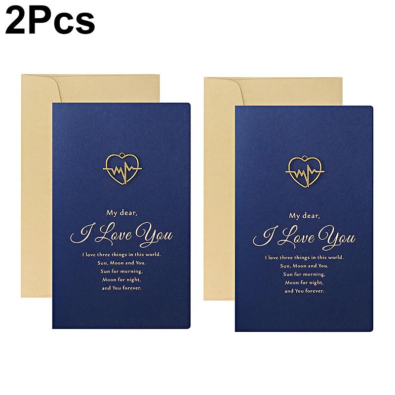2Pcs Party Supplies For Blessing Gift Kraft Paper Valentine's Day Valentine Cards Vintage With Envelope Cartoon Pattern