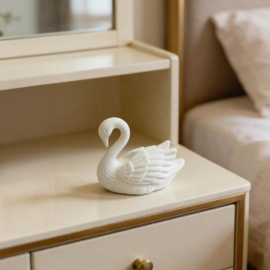 Figurina di Cigno Bianco Stampata in 3D, Decorazione Statua di Cigno Minimalista Moderna, Scultura di Animale Ornamento da Scrivania per Casa Ufficio Soggiorno Scaffale