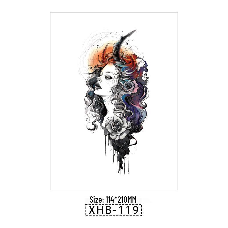 Skull Geisha Sweatproof Tattoo Sticker - Women's Small Full Arm Design