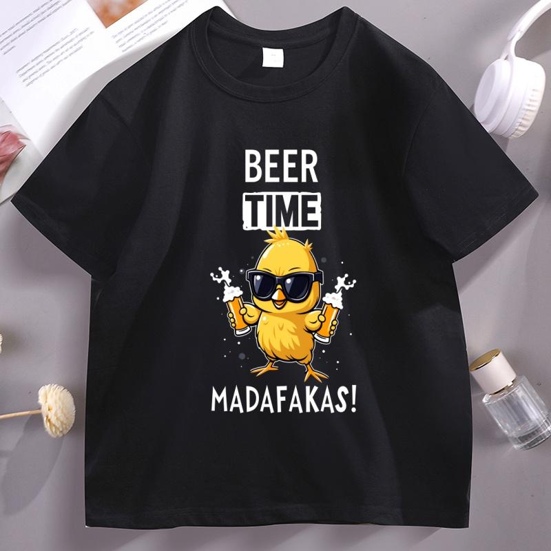 Beer Time Madafakas Tshirt Funny Meme Unisex T Shirt Beer Humor Party Tee Drinking Humor Cotton Short Sleeve Tshirt Loose Tops