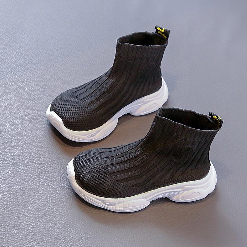 Kids Breathable Knit High Top Sock Sneakers Casual Thick Sole Walking Shoes