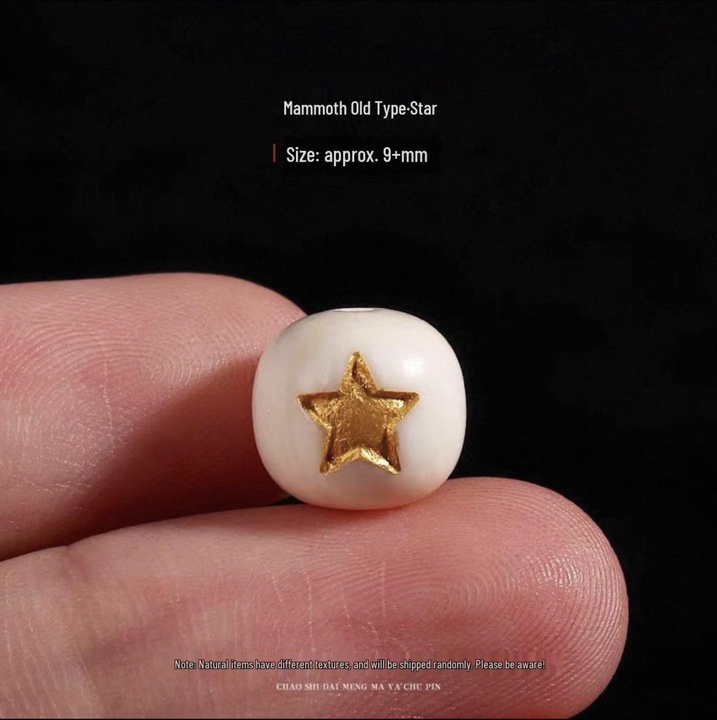 Mammoth Ivory Sun Moon Stars Barrel Beads Bracelet with Buddhist King Kong Bodhi Accessories