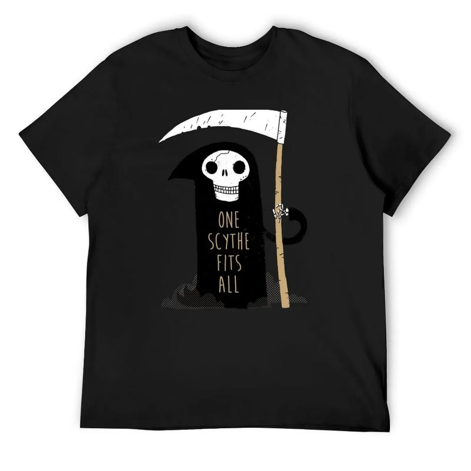 

One Scythe Fits All T-Shirt customs korean fashion funny costumes shirts men S чёрный