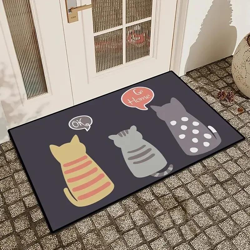 Flower Print Home Floor Mat Non-Slip Easy Clean Decoration Carpet Kitchen Area Rug Living Room House Washable Welcome Doormats