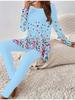 Euro-American Fashion 3D Flower Printed Women's  Four-season Long-sleeved T-shirt + Long Pants Two-piece Set. Perfect Gift for New Year & Christmas