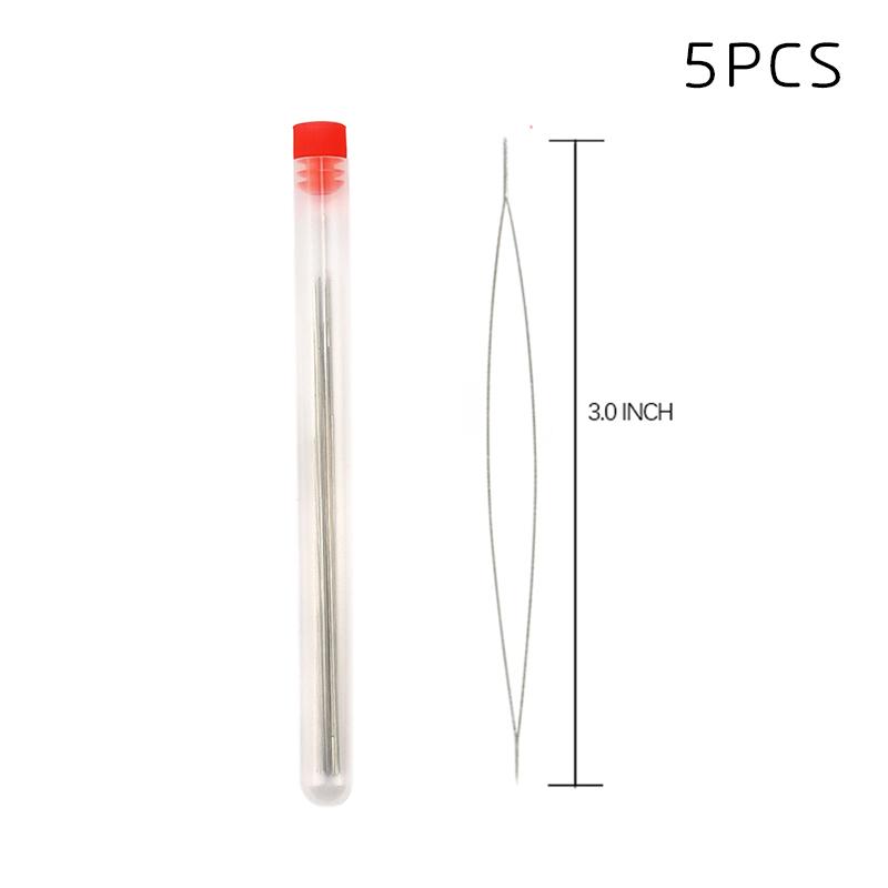 5pcs Big eye beading needles with bottle 5 size for embroidery beading Spring steel beading Curved needles Jewelry Making Tools