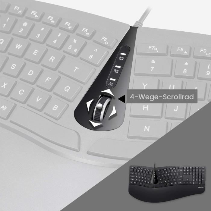 Kit combiné ergonomique - perixx - periduo-505 - clavier incurvé - souris verticale - repose-poignet réglable