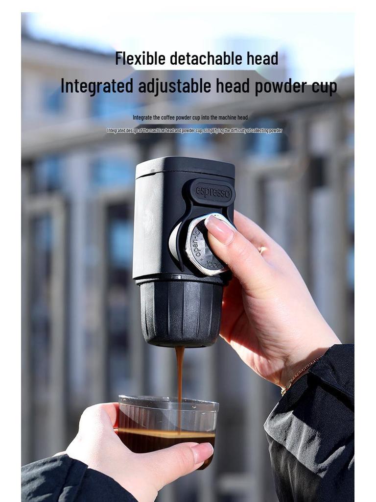 Italian Hand Press Espresso Machine - 19-Bar Outdoor Capsule Coffee Maker